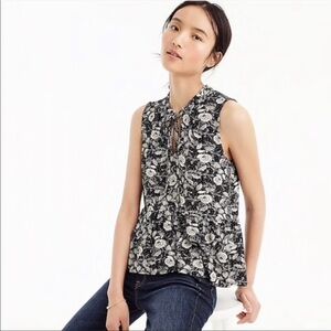 J Crew Floral Print Ruffle Sleeveless Top